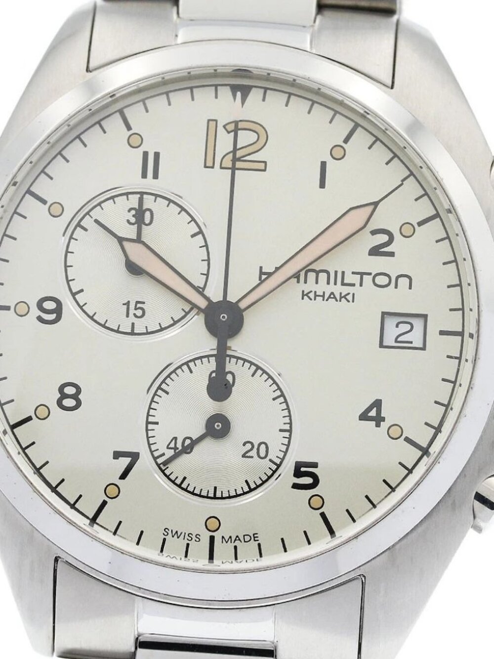 HAMILTON Khaki pilot H765120 Chronograph Date Silver Dial Quartz Men's_969680